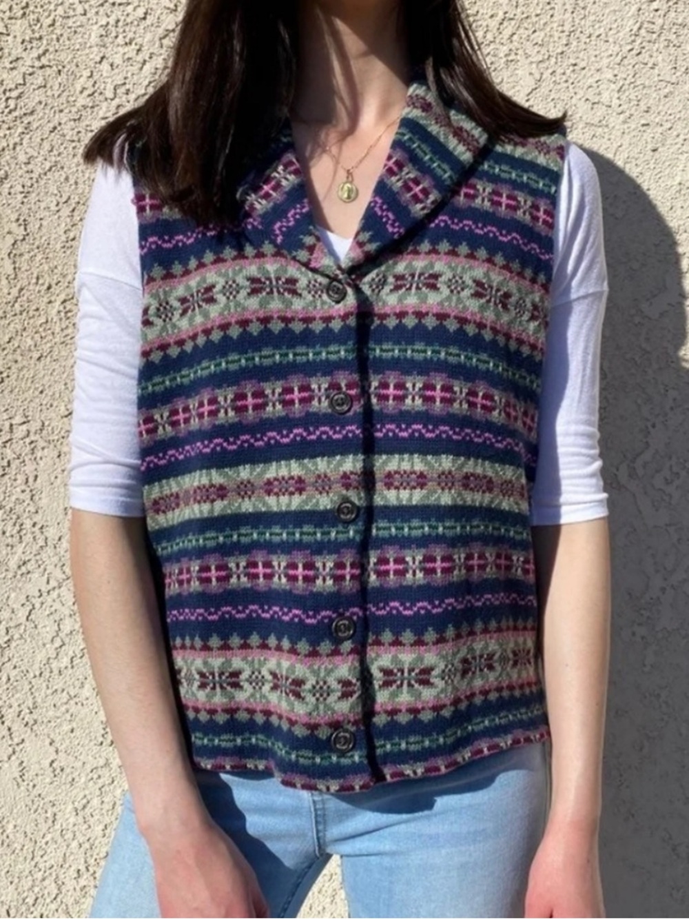 Chaps Denim Fair Isle Nordic Sweater Vest